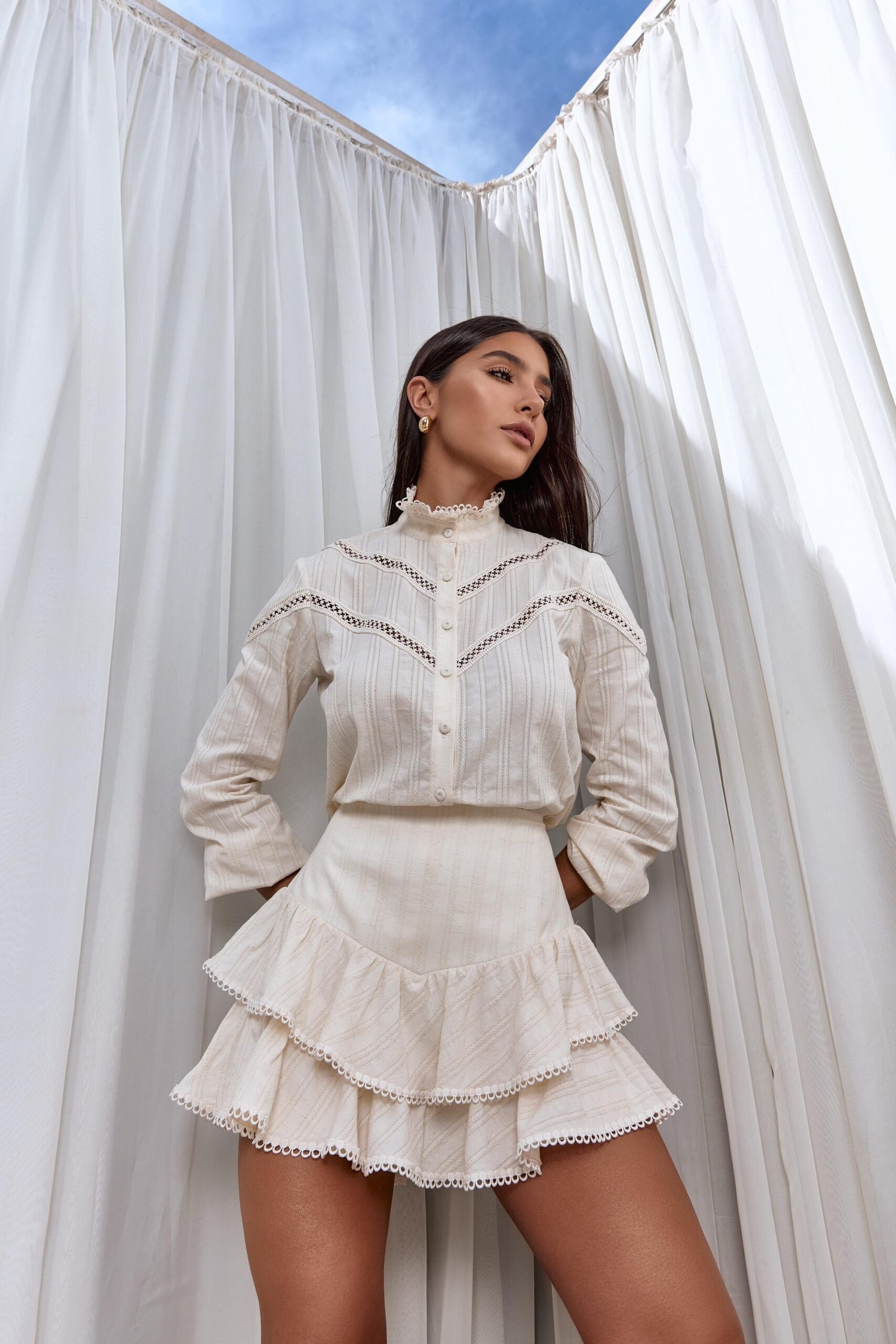 Conjunto em Voil de Algodão Maquinetado